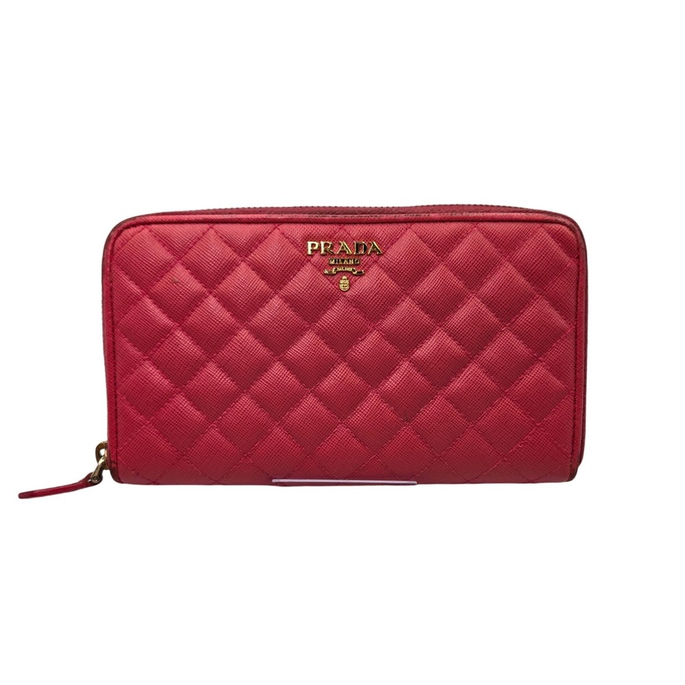 PRADA Milano fuchsia Quilted‎ Zip Around Continental Wallet Ladies Authentic